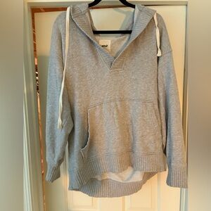 Aerie Gray Oversized Knit Hoodie S